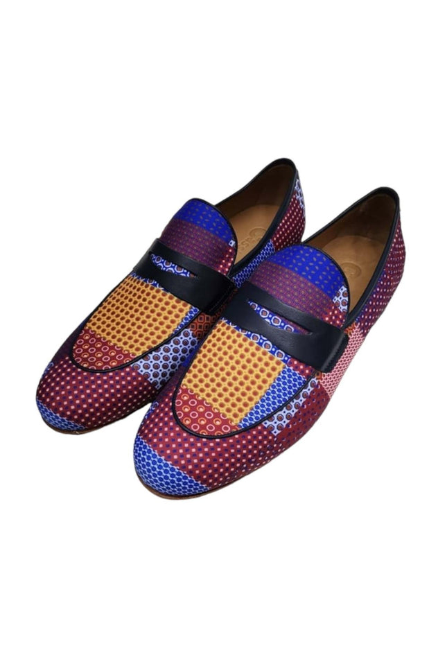 Cs- Jitomir Red Linen Printed Men'S Linen Shoes