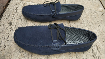 Summer Lace-up Suede Shoes - Navy Blue