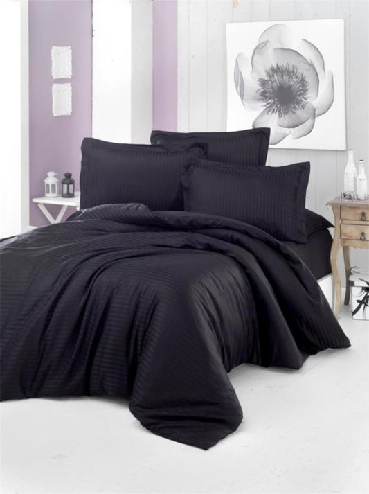 Alena, Satin Duvet Cover Set - Black