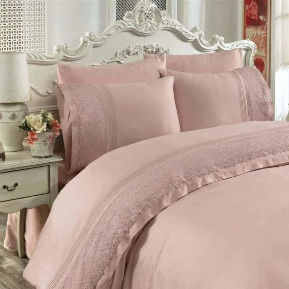 Alena, Lace Duvet Cover Set - Powder