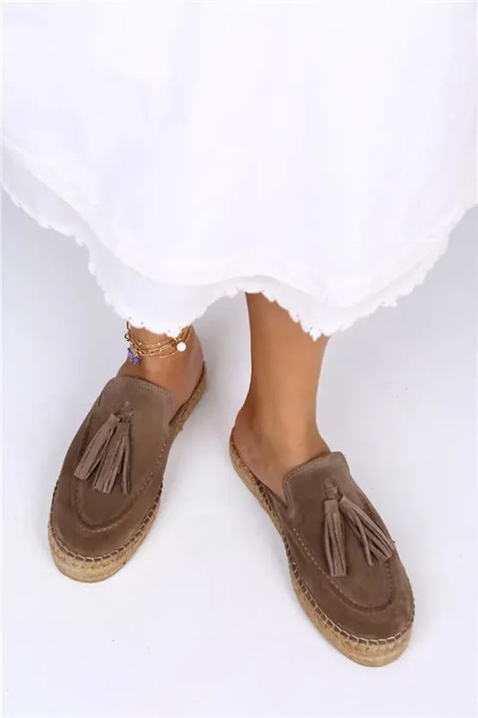 Mj- Edita Genuine Leather Closed Front Slippers