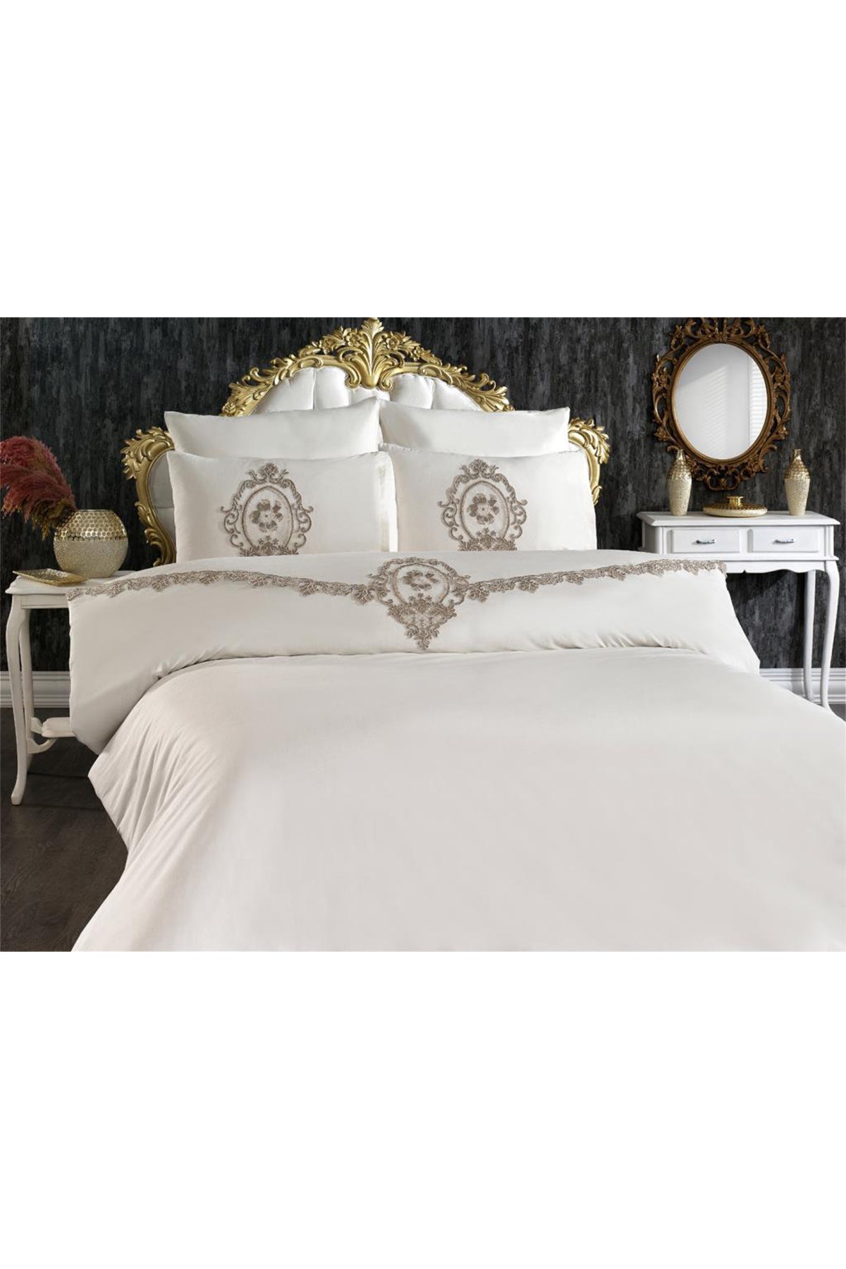 Cd- French Guipure Suzi Double Duvet Cover Set Cream