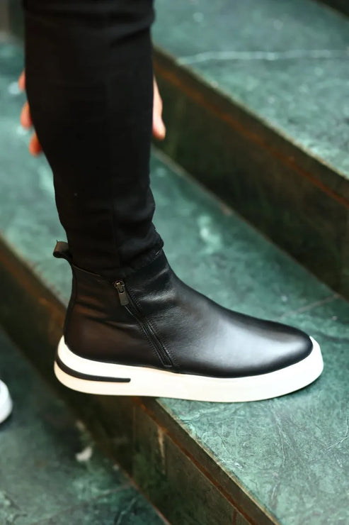 So- Genuine Leather, Black, Zippered Eva Sole, Men'S Chelsea Boots