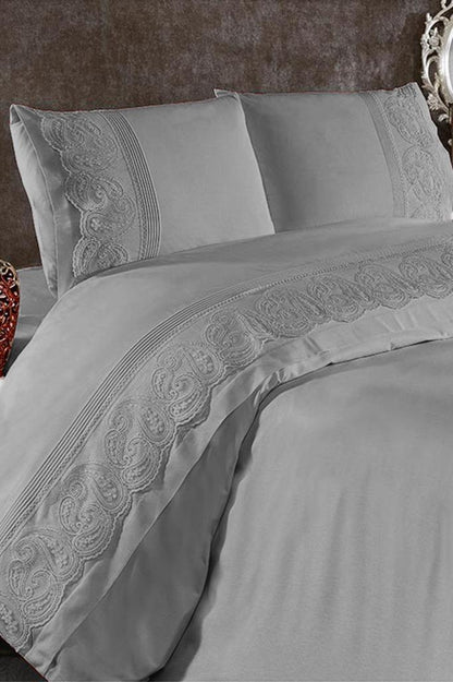 Alena, Lace Satin Duvet Cover Set